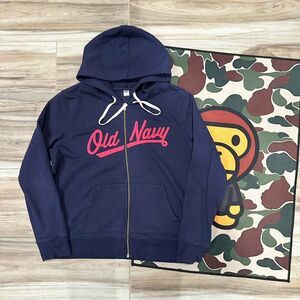 red and blue Old navy spellout y2k zip up hoodie with drawstrings